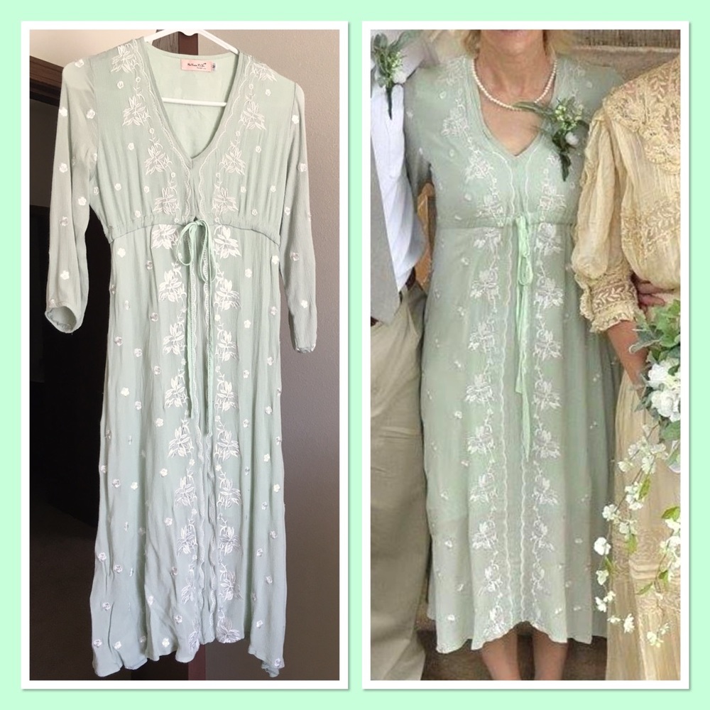 Sage Green 3/4 Length Dress